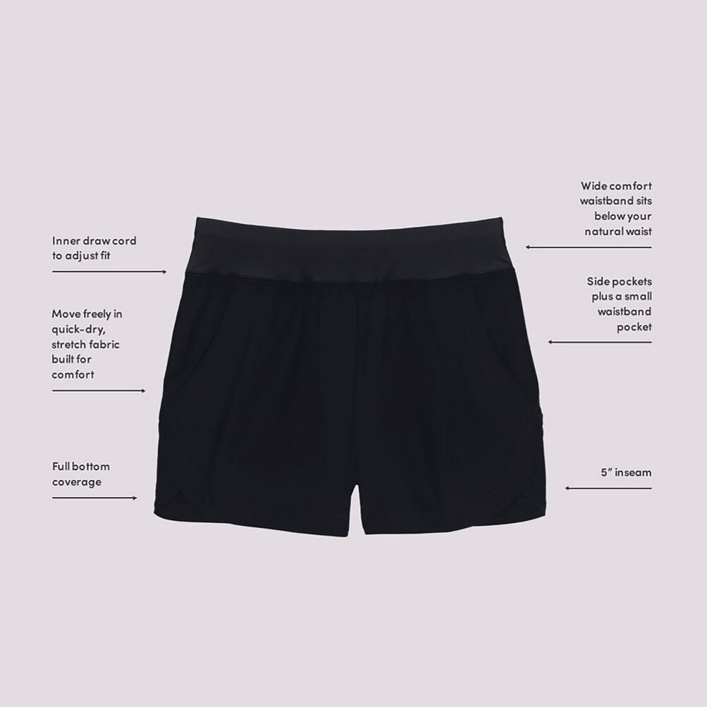 ハーフ・ショートパンツ Water Daily 6 Inch Board Shorts Black Split Women's Drawstring Boardshorts Black & Green Size 5 | eBay