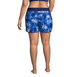 Women's Plus Size 5" Quick Dry Elastic Waist Board Shorts Swim Cover-up Shorts with Panty Print, Back