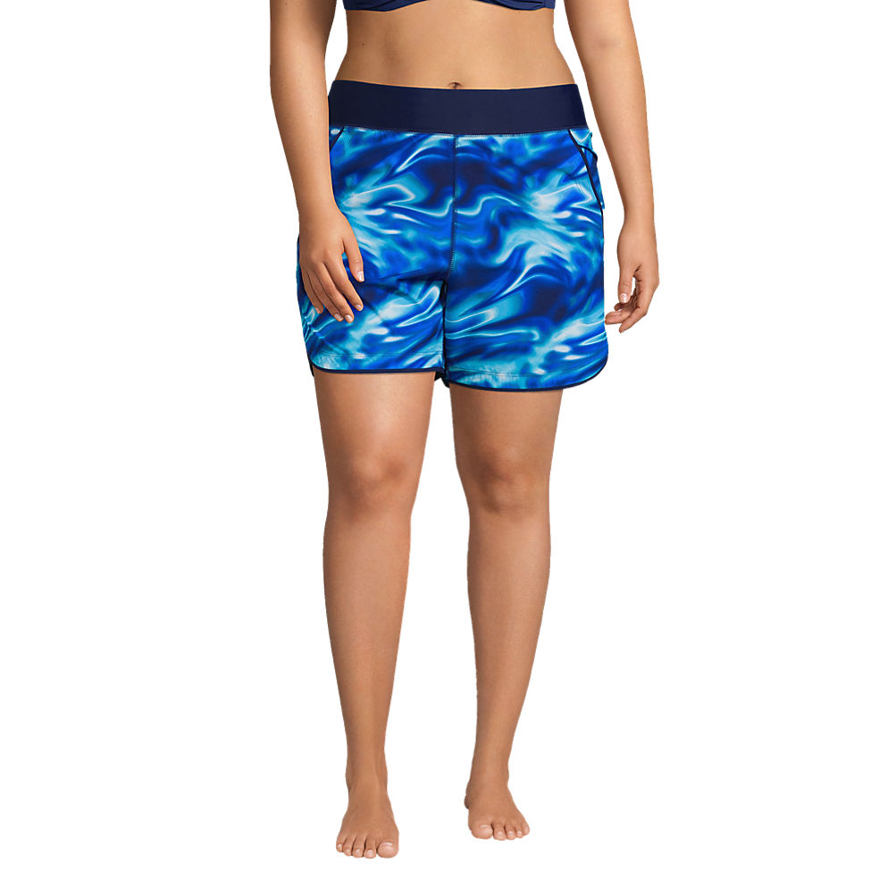 Octave Ladies Printed Summer Beach Pool Swim Shorts - Blue Geo Print -  British Thermals