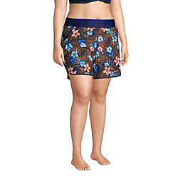 Women's Plus Size 5" Quick Dry Elastic Waist Board Shorts Swim Cover-up Shorts with Panty Print, alternative image
