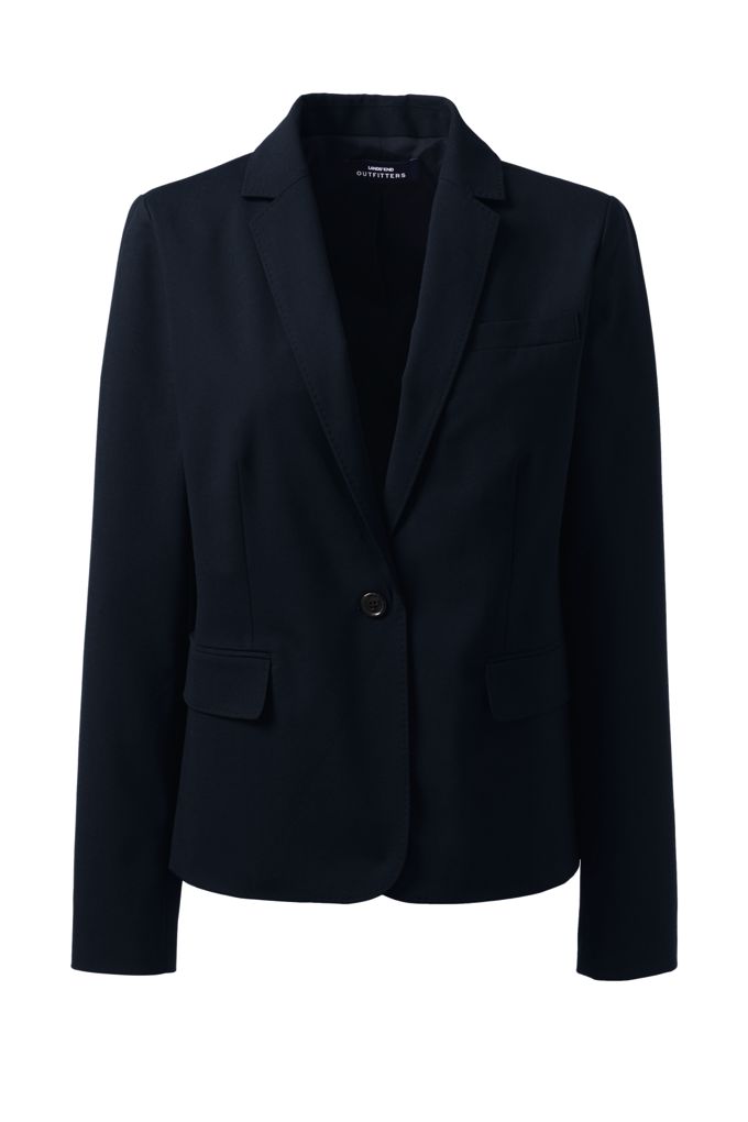 Lands' EndWomen's Plus Size Washable Wool Modern 1 Button Blazer