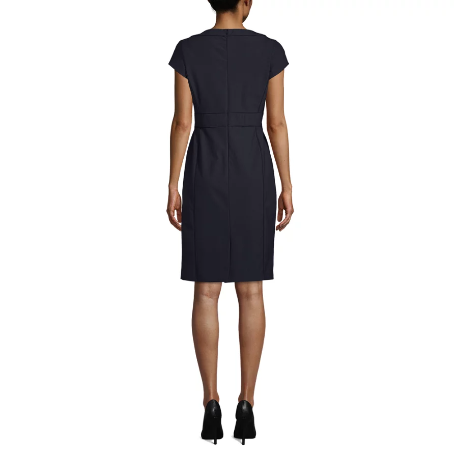 School Uniform Women's Washable Wool Piped Sheath Dress view 4