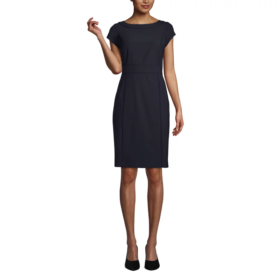 School Uniform Women's Washable Wool Piped Sheath Dress view 2