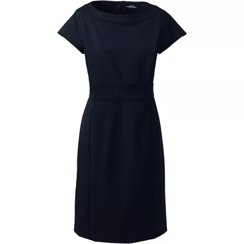 Women's Washable Wool Piped Sheath Dress, Front