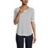 Women's Supima Micro Modal Elbow Sleeve Balletneck Curved Hem Stripe Top, Front
