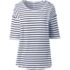 Women's Supima Micro Modal Elbow Sleeve Balletneck Curved Hem Stripe Top, Front