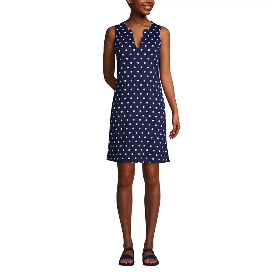 Women's Cotton Jersey Sleeveless Swim Cover Up Dress Print view 2