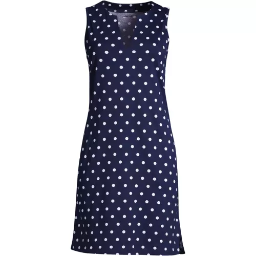 lands' end women's cotton jersey sleeveless swim cover-up dress Long Print vt::Dresses::Dress Style::Slip Dress