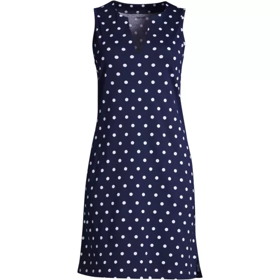 Women's Cotton Jersey Sleeveless Swim Cover-up Dress Print - primary