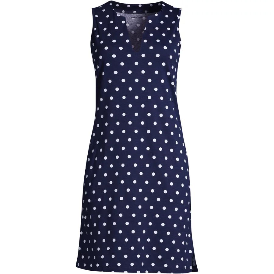 Women's Cotton Jersey Sleeveless Swim Cover Up Dress Print view 3