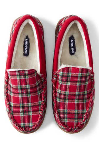 tartan moccasin slippers