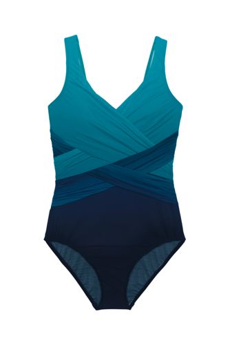 lands end slender wrap swimsuit