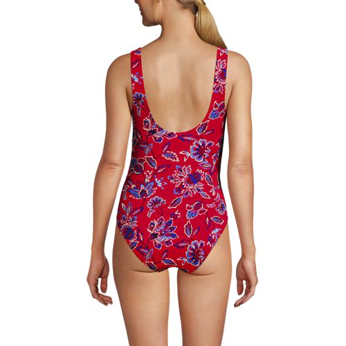  Lands' End Shape-badeanzug Mit Soft Cups Gemustert Slender, Damen, Größe:36 Regular, Rot, Nylon-mischung, By Lands' End 