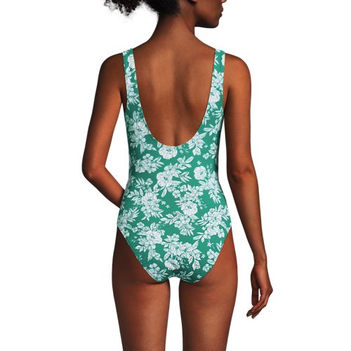  Lands' End Shape-badeanzug Mit Soft Cups Gemustert Slender, Damen, Größe:36 Regular, Grün, Nylon-mischung, By Lands' End 