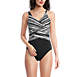 Women's Long SlenderSuit Tummy Control Chlorine Resistant V-neck Wrap One Piece Swimsuit, Front