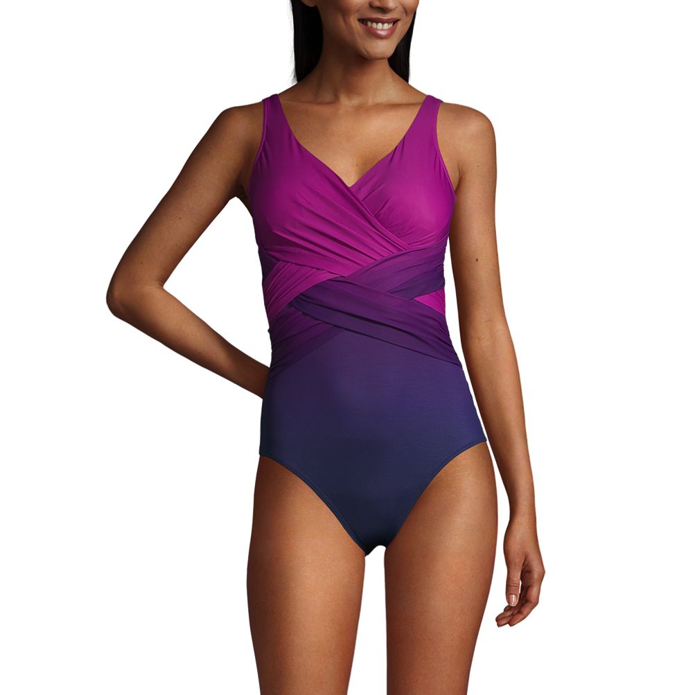 Women's SlenderSuit Tummy Control Chlorine Resistant Wrap One Piece Swimsuit