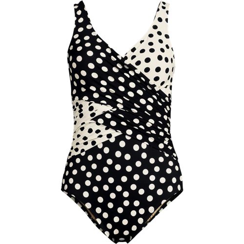  Lands' End Shape-badeanzug Mit Soft Cups Gemustert Slender, Damen, Größe:36 Regular, Schwarz, Nylon-mischung, By Lands' End 