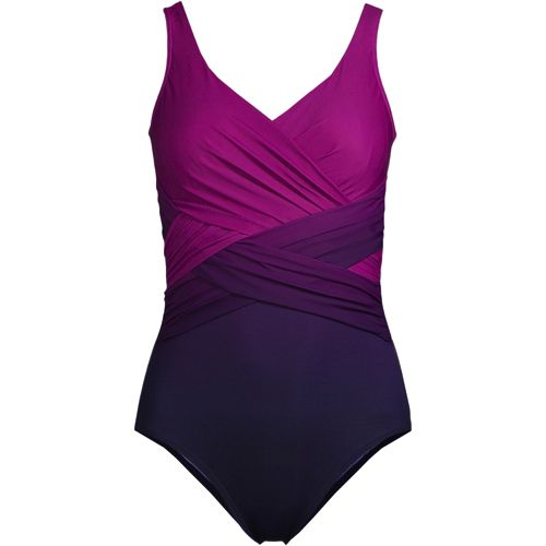 HAWEE Women's Maternity Swimsuit Retro Plum Wrap Front Tankini One-Piece Plus  Size Swimwear S-3XL 