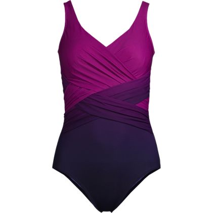 Women's Plus Size Long Slender Suit Wrap One Piece Swimsuit - primary