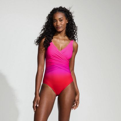 Women's Petite Slender Suit Wrap One Piece Swimsuit - image 2