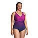 Women's Plus Size SlenderSuit Tummy Control Chlorine Resistant V-neck Wrap One Piece Swimsuit, alternative image