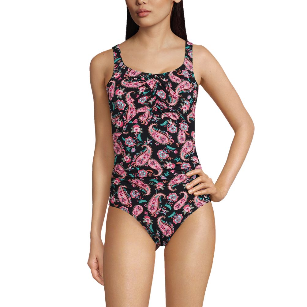 Lands' End Women's UPF 50 Full Coverage Tummy Control Floral Print One  Piece Swimsuit - Multi 2X