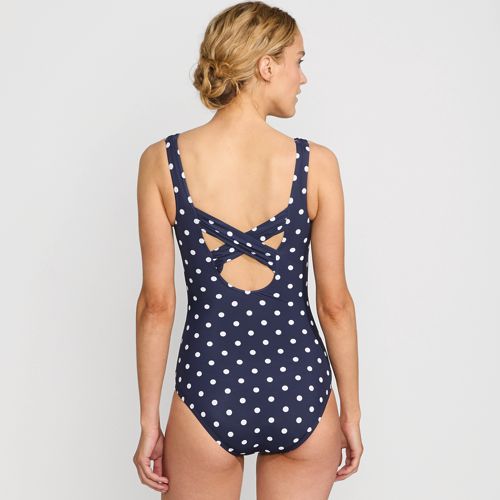  Lands' End Shape-badeanzug Mit Bügel Gemustert Slender In Lang-größe, Damen, Größe:36 Regular, Blau, Nylon-mischung, By Lands' End 