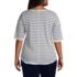 Women's Plus Size Supima Micro Modal Elbow Sleeve Balletneck Curved Hem Stripe Top, Back