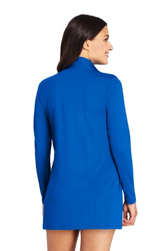 Women S Petite Mock Neck Full Zip Long Sleeve Rash Guard Upf 50