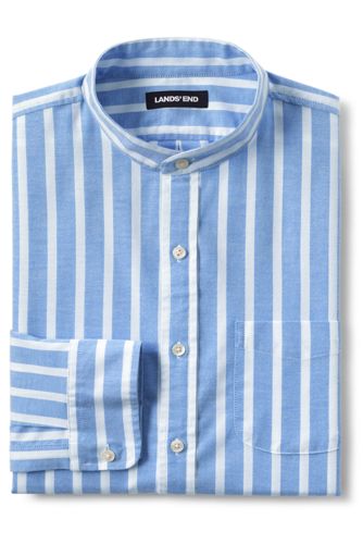 Men's Sail Rigger Patterned Stretch Oxford Grandad Shirt, Tailored Fit  