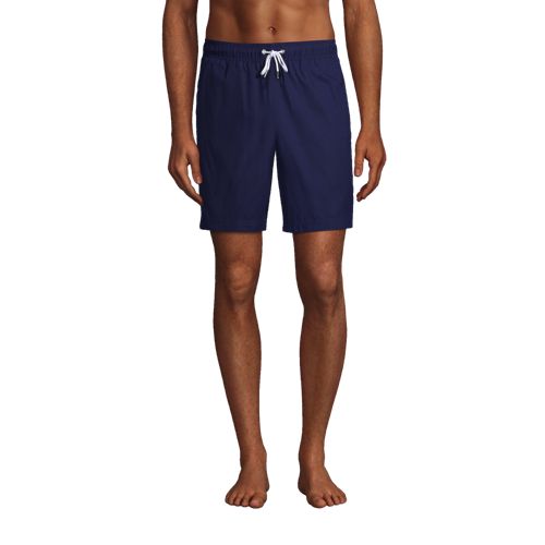 8-inch Swim Shorts, Men, Size: 32-34 Regular, Blue, Polyester, by Lands’ End