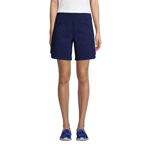 Womens Navy Blue Pocket Shorts, Yoga Shorts