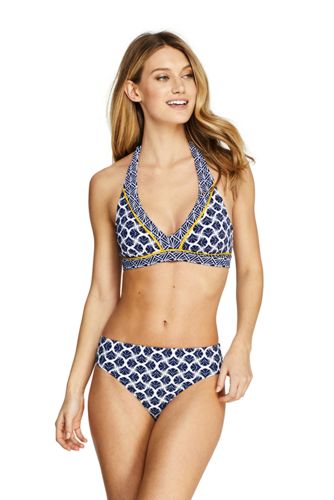Women S Beach Living Print Halter Neck Bikini Top Lands End