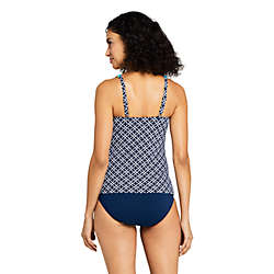 Women's Square Neck Underwire Tankini Top Swimsuit Adjustable Straps Print, Back