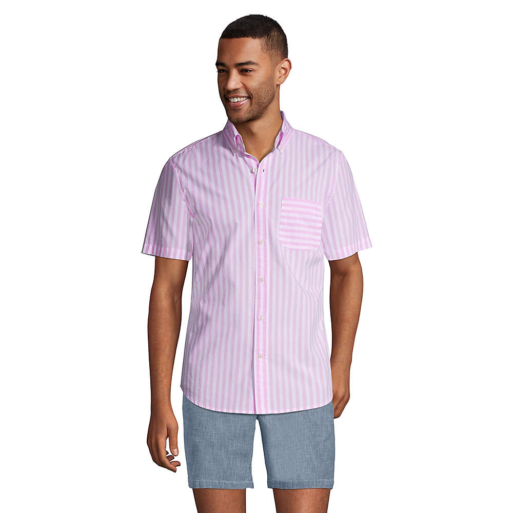 Men's Traditional Fit Short Sleeve Essential Lightweight Poplin Shirt, Front