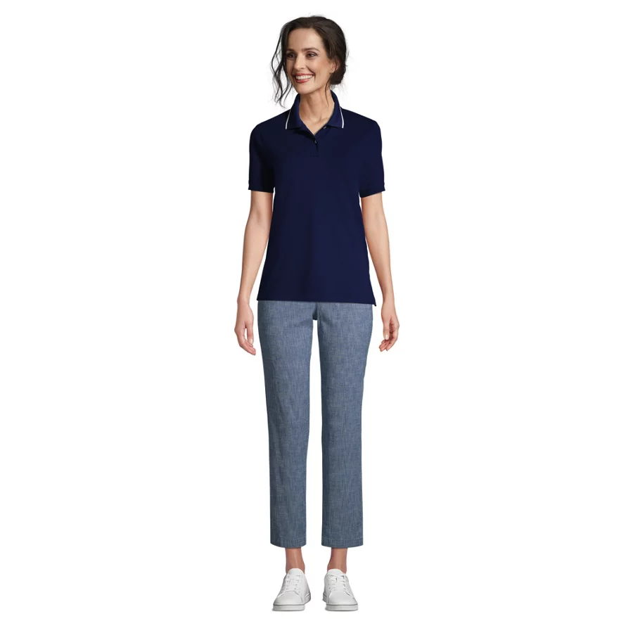 Women's Mesh Cotton Short Sleeve Polo Shirt view 3