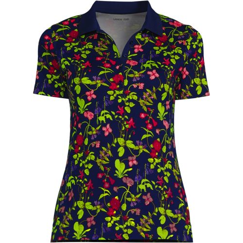 売れ筋商品|||ランズエンド カットソー トップス レディース Plus Size Wide Rib Polo Shirt Ivory/vibrant clover 送料無料】 ランズエンド レディース シャツ トップス Women's