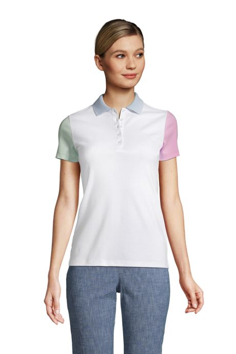 Lands' End School Uniform Women's Short Sleeve Feminine Fit Interlock Polo Shirt