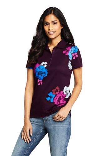 womens printed polo shirts