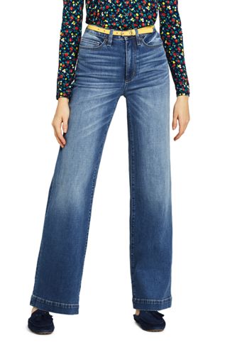 Taillenhohe Jeans Mit Weiten Beinen In Indigo Fur Damen Lands End