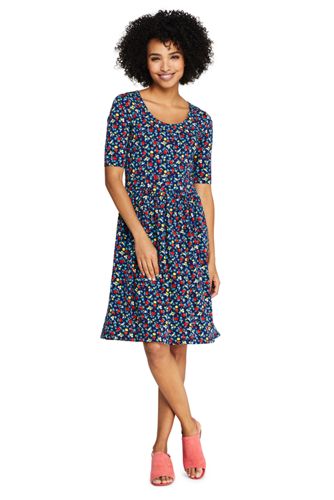 lands end elbow sleeve fit and flare dress