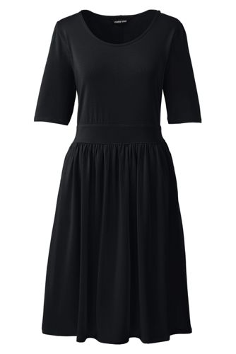 Women's Elbow Sleeve Fit and Flare Dress