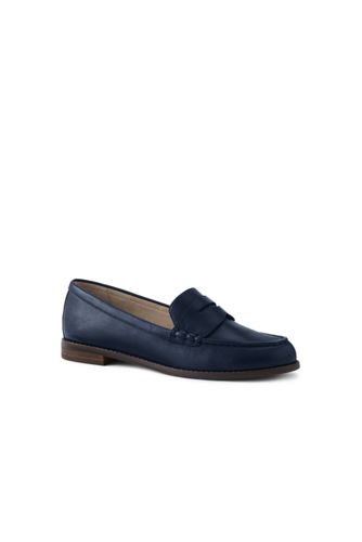 Women's Wide Leather Penny Loafers