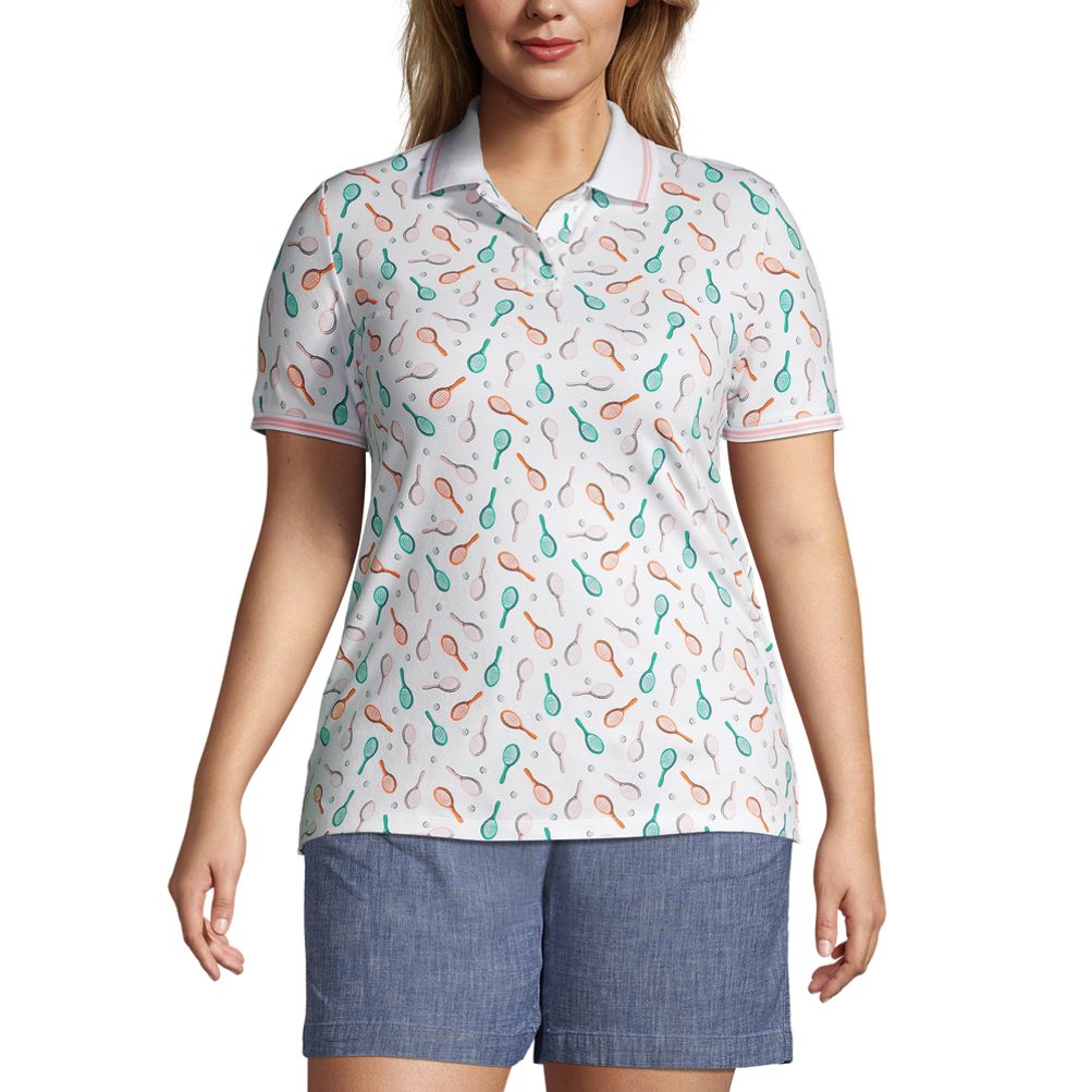 売れ筋商品|||ランズエンド カットソー トップス レディース Women's Plus Size Short Sleeve Basic Mesh Polo Shirt Black Women's Plus Size Short Sleeve Basic Mesh Polo Shirt | Lands