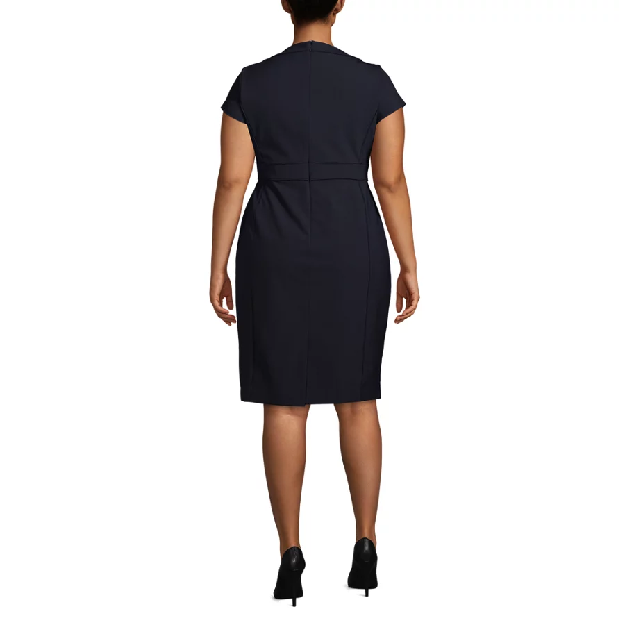 School Uniform Women's Washable Wool Piped Sheath Dress view 5