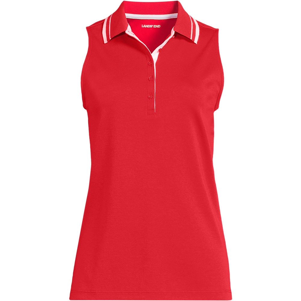 Sleeveless Polo Shirt in Supima Cotton, Women, size: 3XL, plus, Red, Cotton, by Lands' End