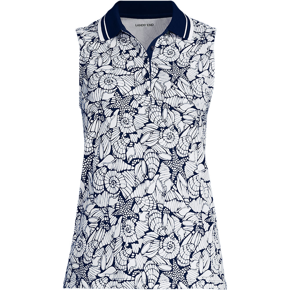 Sleeveless Polo Shirt in Supima Cotton, Women, size: 2XL, plus, Blue, Cotton, by Lands' End