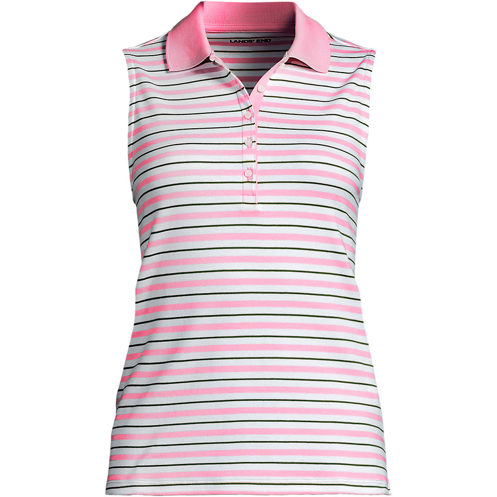 Sleeveless Polo Shirt in Supima Cotton, Women, size: 2XL, plus, Pink, Cotton, by Lands' End