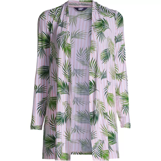 Women's Plus Size Lightweight Jersey Knit Long Cardigan Print - primary