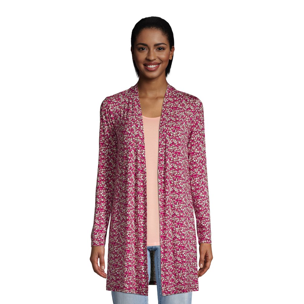 Women's Lightweight Jersey Knit Long Cardigan Print